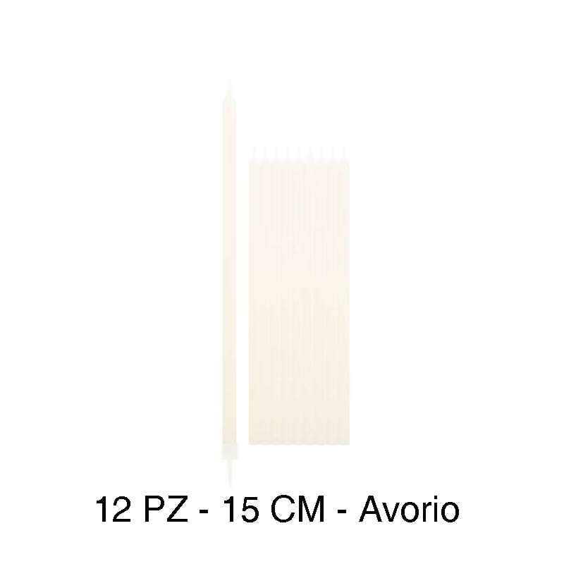 CANDELE STELO 15CM AVORIO 12PZ