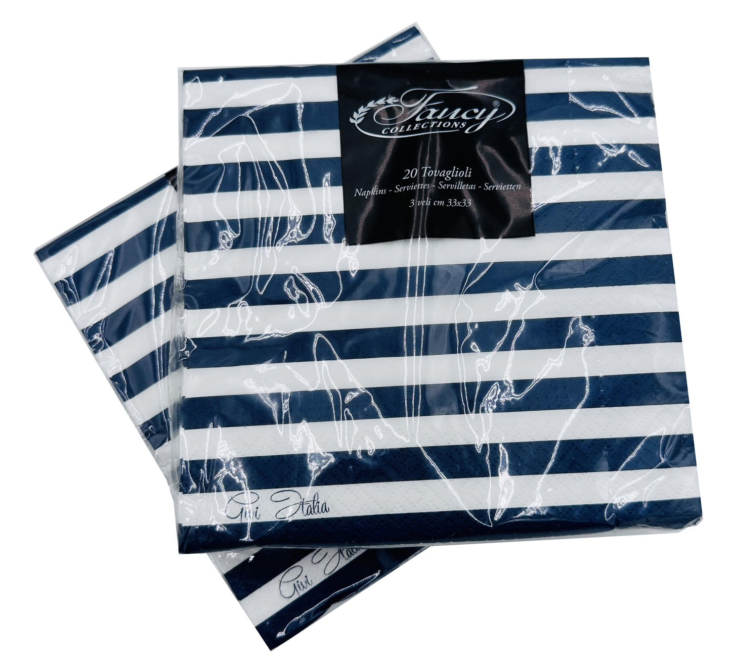 TOVAGLIOLI 20 PEZZI STRISCIE BIANCO/BLU 3 VELI 33X33