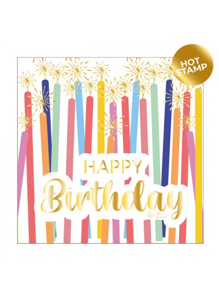 TOVAGLIOLI 16 PEZZI HAPPY BIRTHDAY CANDELINE 3 VELI 33X33