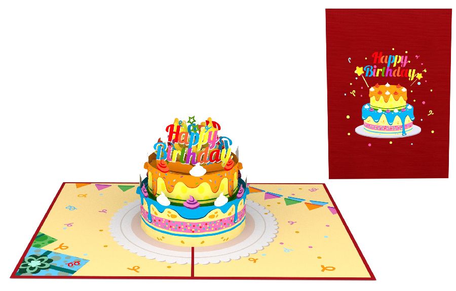 ORIGAMI BIGLIETTO AUGURALE HAPPY BIRTHDAY CAKE