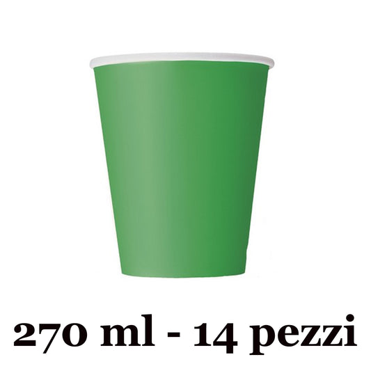 VERDE SCURO BICCHIERI CARTA MONOUSO 270ML 14PZ