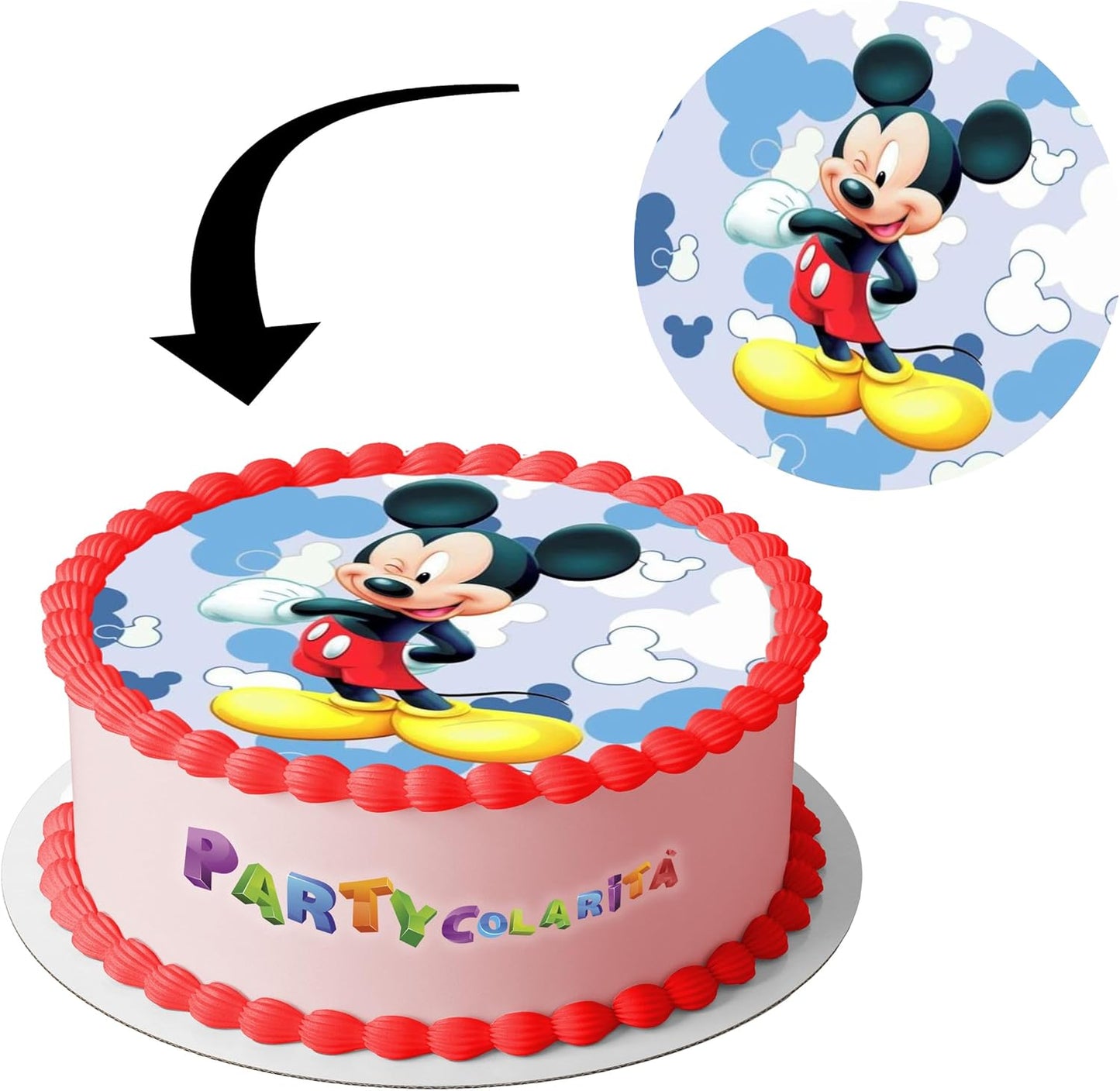 CIALDA PER TORTA TOPOLINO TONDA IN OSTIA DIAMETRO 20 CM (mod-3)