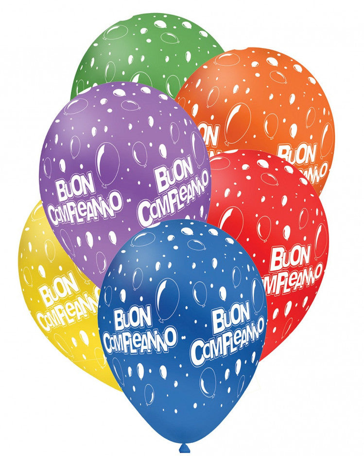 PALLONCINI IN LATTICE 12" 30 CENTRIMETRI CONF DA 12 PEZZI BUON COMPLEANNO