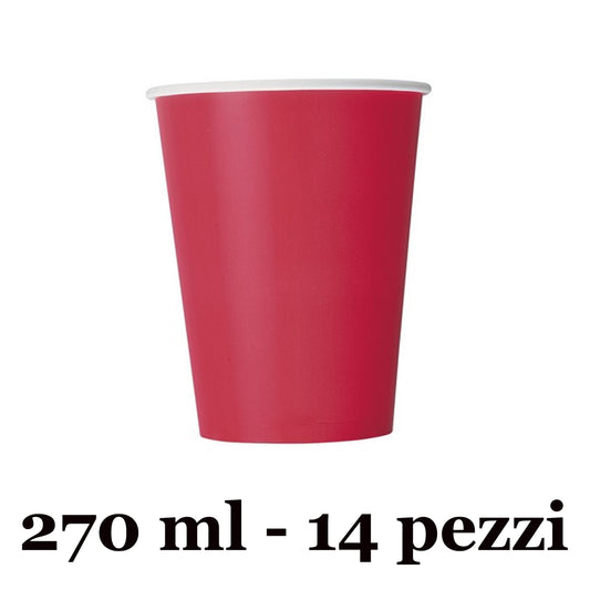 ROSSO BICCHIERI CARTA MONOUSO 270ML 14PZ