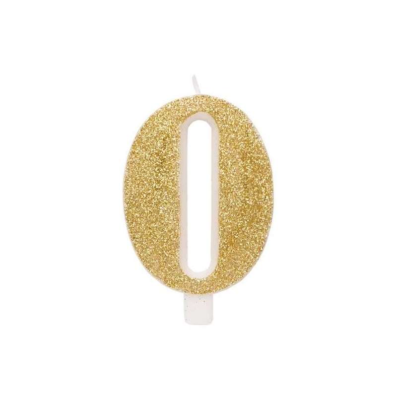 CANDELA ORO GLITTER 7CM NUMERO 0