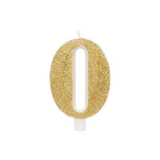 CANDELA ORO GLITTER 7CM NUMERO 0