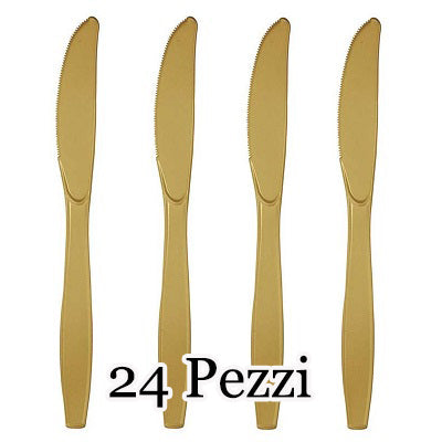 SET 24 COLTELLI PLASTICA RIUTILIZZABILI ORO