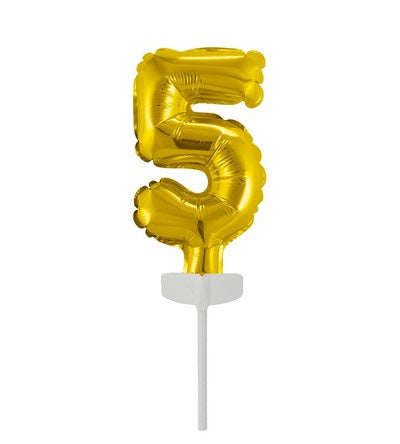 PALLONE FOIL PER TORTA 13CM ORO NUMERO 5