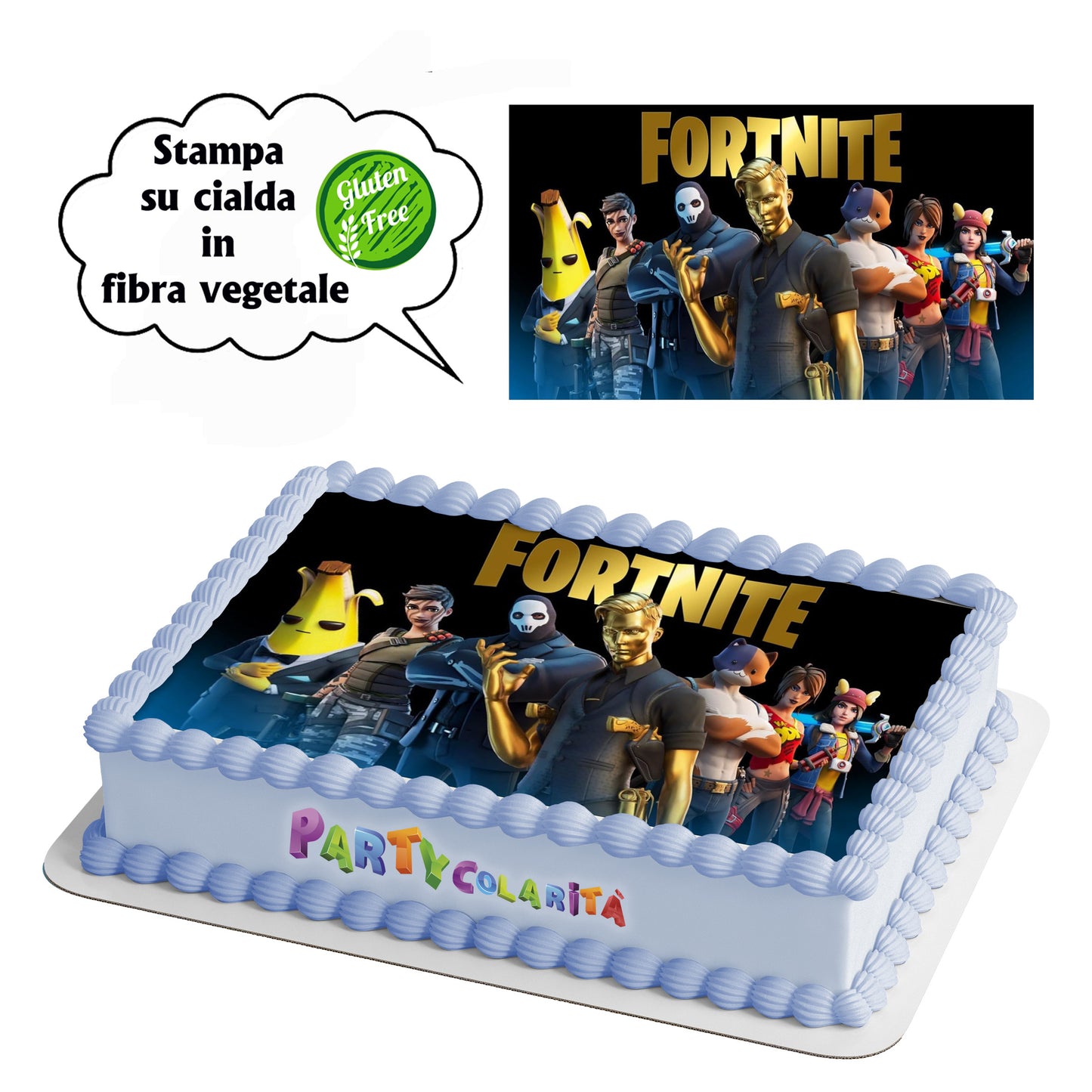 CIALDA PER TORTA FORTNITE RETT IN IN FIBRA VEGETALE 20X30 (mod-4)