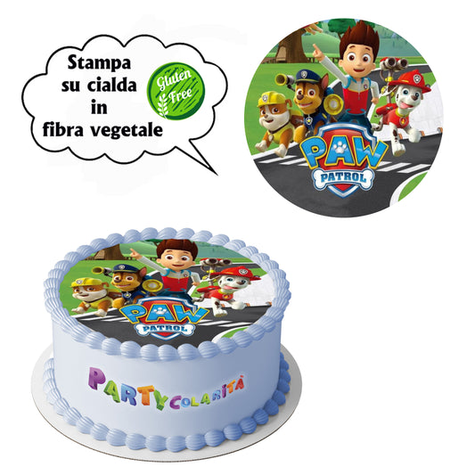 CIALDA PER TORTA PAW PATROL TONDA IN IN FIBRA VEGETALE DIAMETRO 20 CM (mod-5)