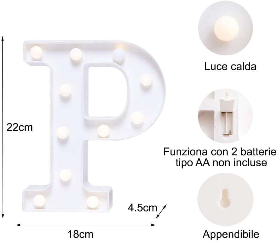 DECORAZIONE LUMINOSA LETTERA P