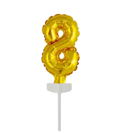 PALLONE FOIL PER TORTA 13CM ORO NUMERO 8