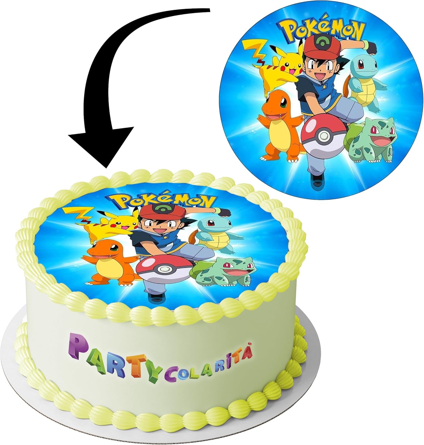 CIALDA PER TORTA POKEMON TONDA IN OSTIA DIAMETRO 20 CM (mod-1)