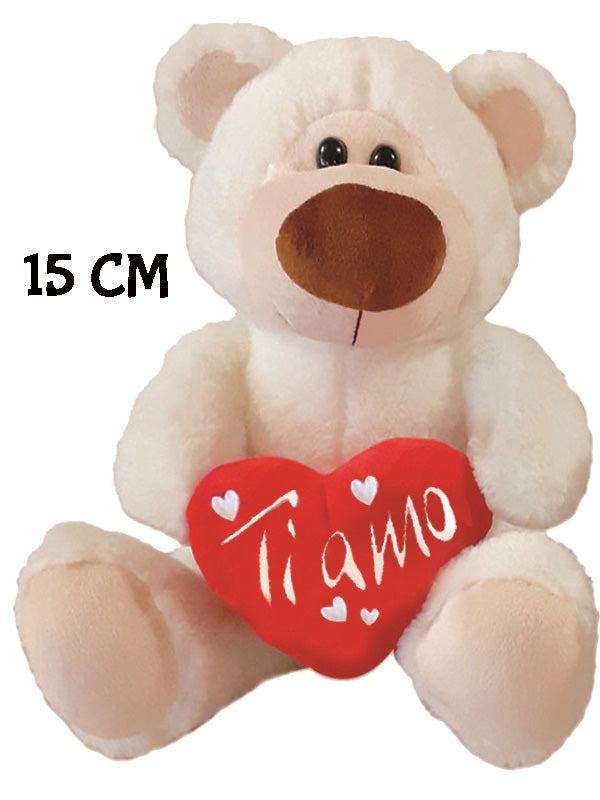 ORSO BIANCO CON CUORE TI AMO 15 CM