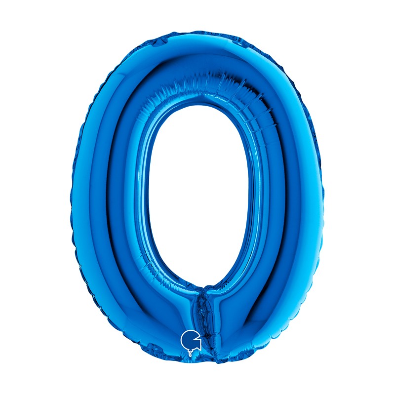 PALLONCINO IN MYLAR 35CM BLU NUMERO 0