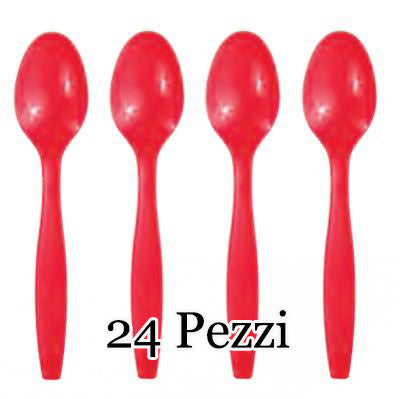 SET 24 CUCCHIAIA PLASTICA RIUTILIZZABILI ROSSE