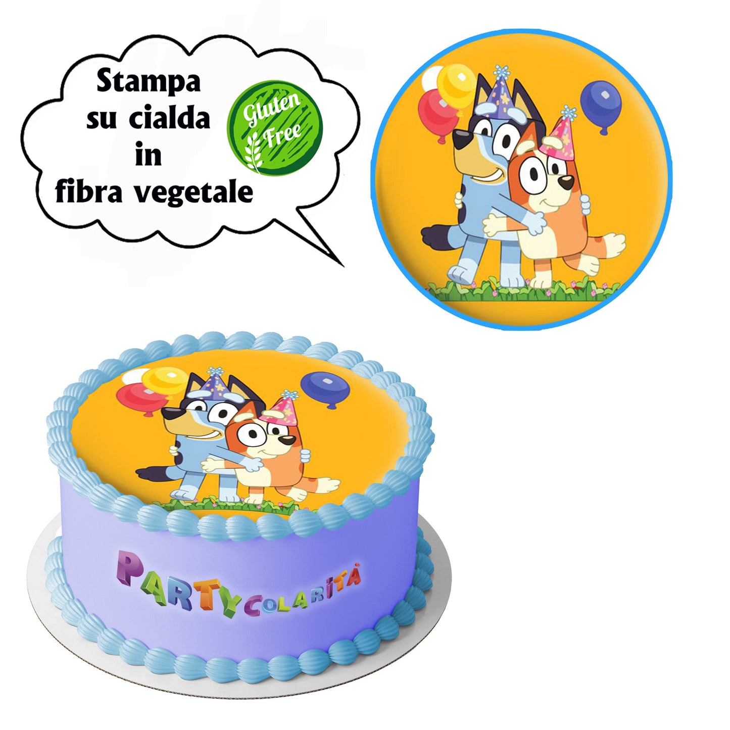 CIALDA PER TORTA BLUEY TONDA IN IN FIBRA VEGETALE DIAMETRO 20 CM (mod-2)