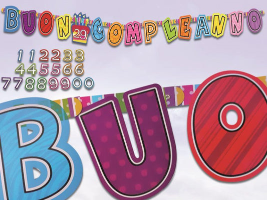 FESTONE BUON COMPLEANNO CON NUMERI PERSONALIZZABILI 3MT