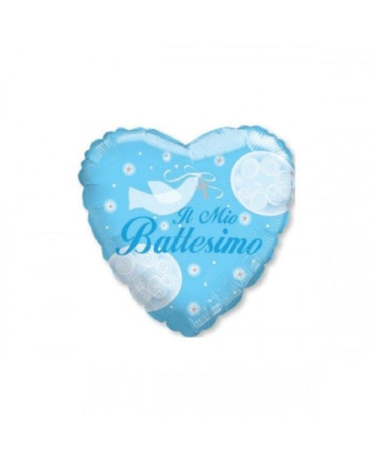 BATTESIMO BOY PALLONCINO FORMA CUORE 46 CM