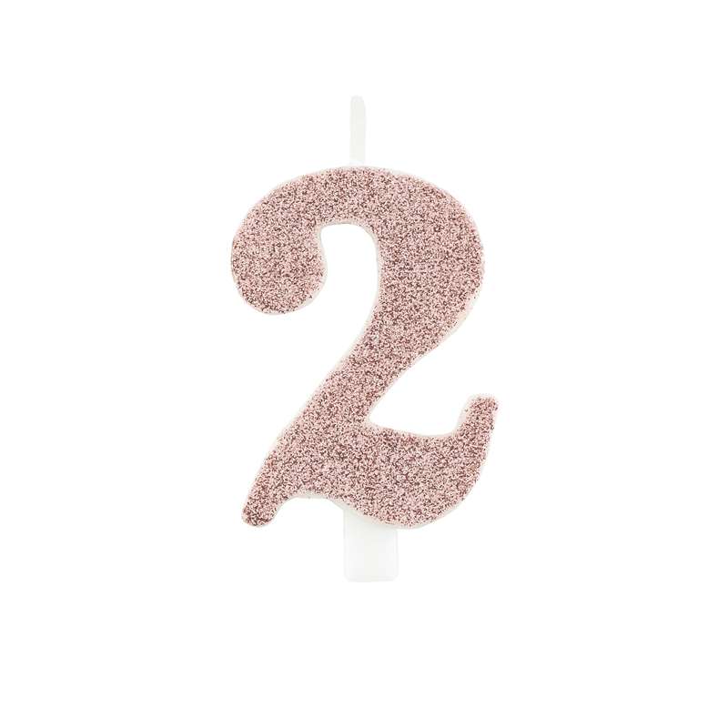 CANDELA ROSE GOLD GLITTER 7CM NUMERO 2