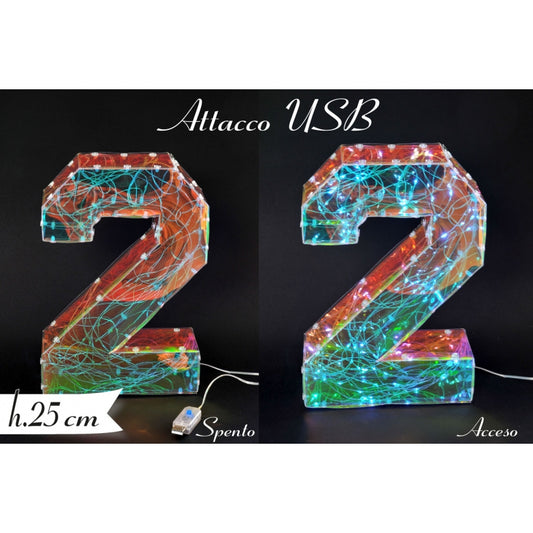 NUMERO LUMINOSO 25 CM CON ATTACCO USB NUM 2