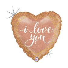 LOVE PALLONCINO IN MYLAR CUORE SFONDO ROS GOLD I LOVE YOU 46 CM