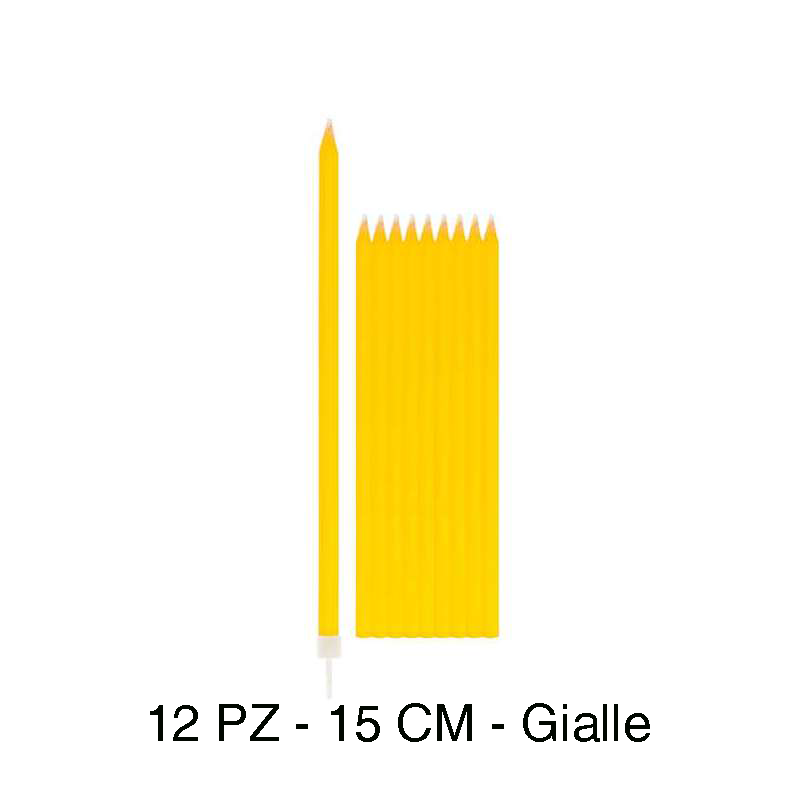 CANDELE STELO 15CM GIALLO 12PZ