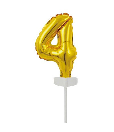 PALLONE FOIL PER TORTA 13CM ORO NUMERO 4