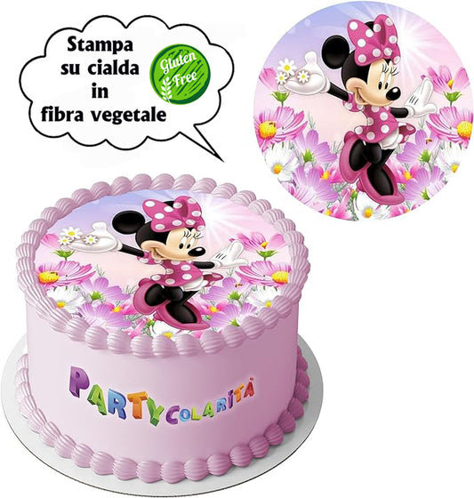 CIALDA PER TORTA MINNIE TONDA IN IN FIBRA VEGETALE DIAMETRO 20 CM (mod-6)