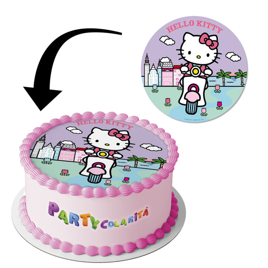 CIALDA PER TORTA HELLO KITTY TONDA IN OSTIA DIAMETRO 20 CM (mod-1)