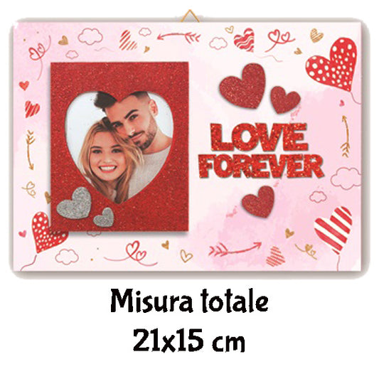 PORTAFOTO DA PARETE SU BASE LEGNO 21X15 LOVE FOREVER