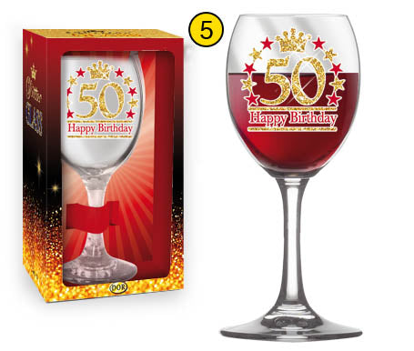 CALICE VETRO 50 ANNI GLITTER - GADGET COMPLEANNO