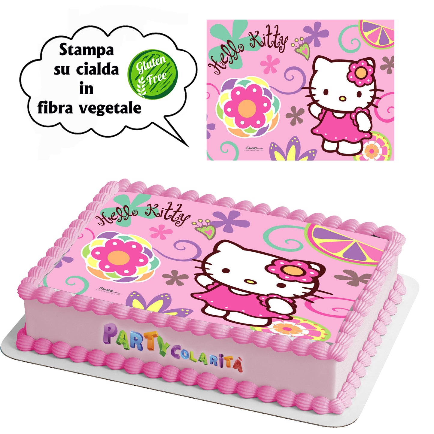 CIALDA PER TORTA HELLO KITTY RETT IN IN FIBRA VEGETALE 20X30 (mod-1)