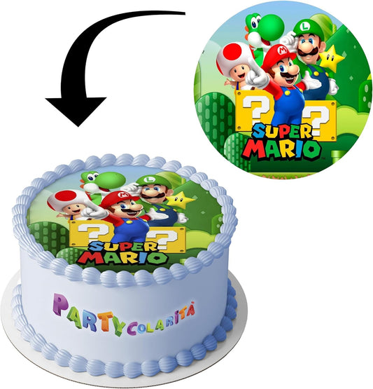 CIALDA PER TORTA SUPER MARIO TONDA IN OSTIA DIAMETRO 20 CM (mod-1)