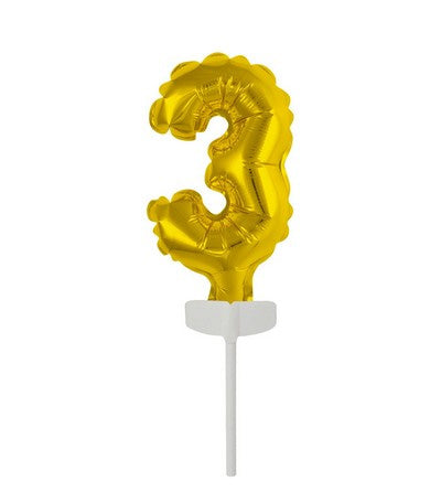 PALLONE FOIL PER TORTA 13CM ORO NUMERO 3