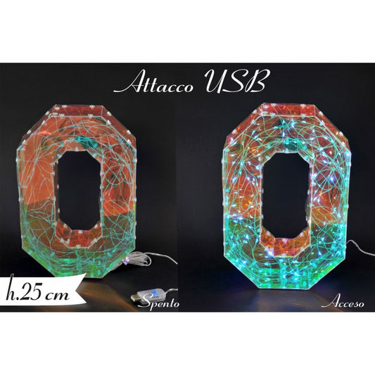 NUMERO LUMINOSO 25 CM CON ATTACCO USB NUM 0