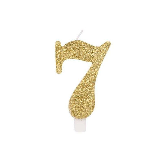 CANDELA ORO GLITTER 7CM NUMERO 7