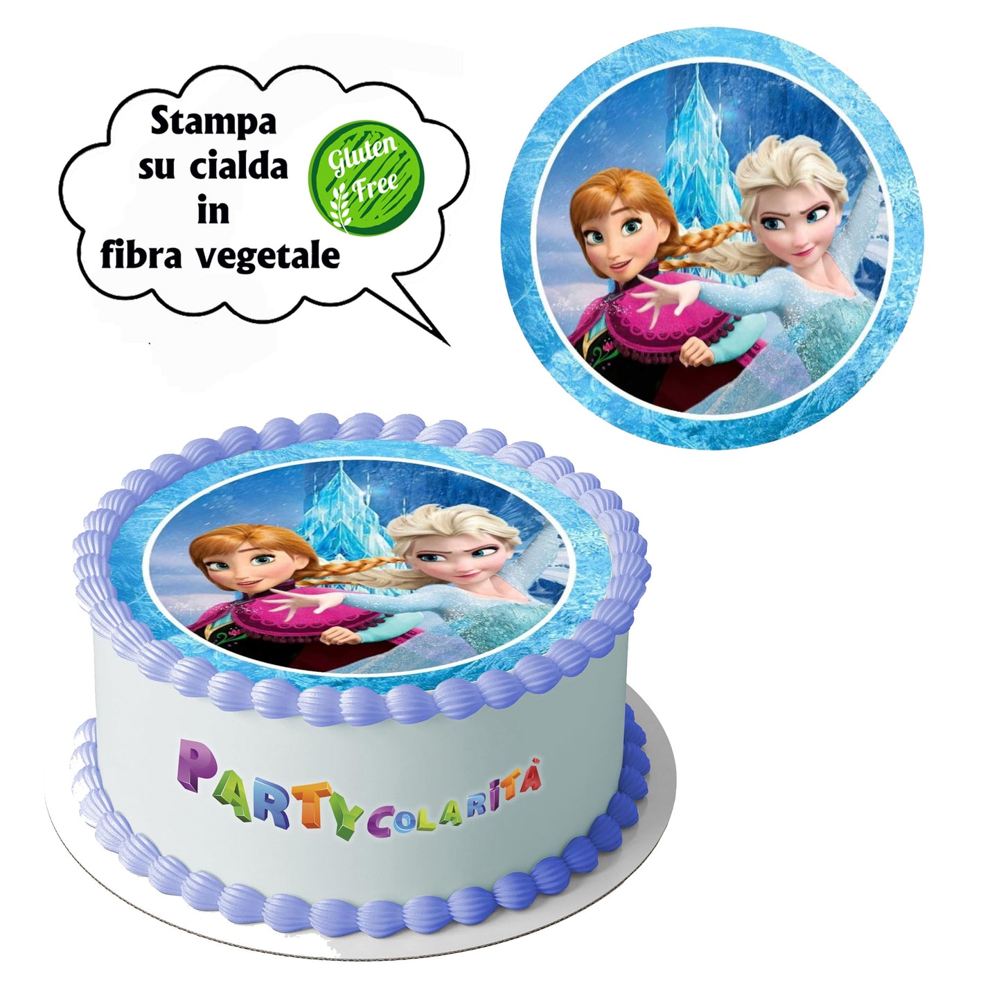 CIALDA PER TORTA FROZEN TONDA IN IN FIBRA VEGETALE DIAMETRO 20 CM (mod-3)