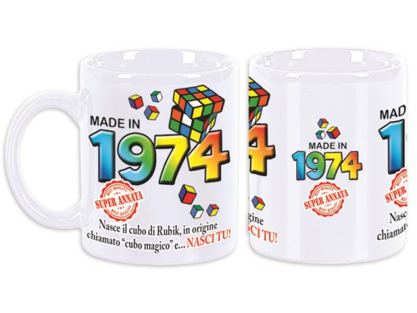 TAZZA IN CERAMICA 50 ANNI ALTA 9 CM LARGA 8 CM GADGET 1974