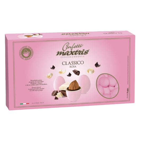 CONFETTI MAXTRIS CLASSICI ROSA RICOPERTI DI CIOCCOLATO BIANCO E FONDENTE CON MANDORLA - CONF DA 1KG