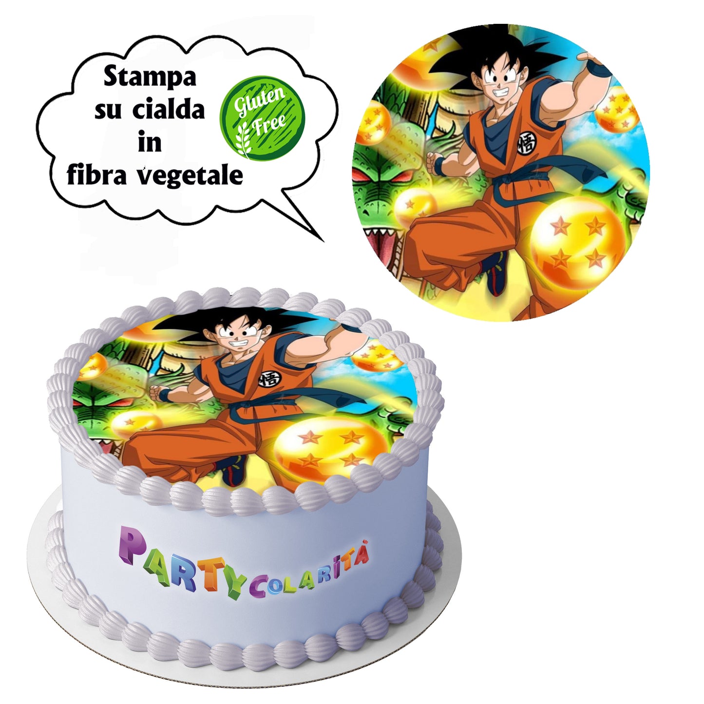 CIALDA PER TORTA DRAGON BALL TONDA IN IN FIBRA VEGETALE DIAMETRO 20 (mod-1)