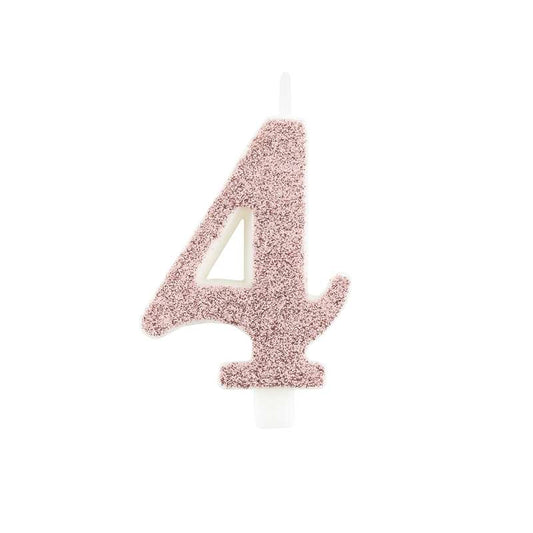 CANDELA ROSE GOLD GLITTER 7CM NUMERO 4