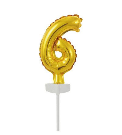 PALLONE FOIL PER TORTA 13CM ORO NUMERO 6