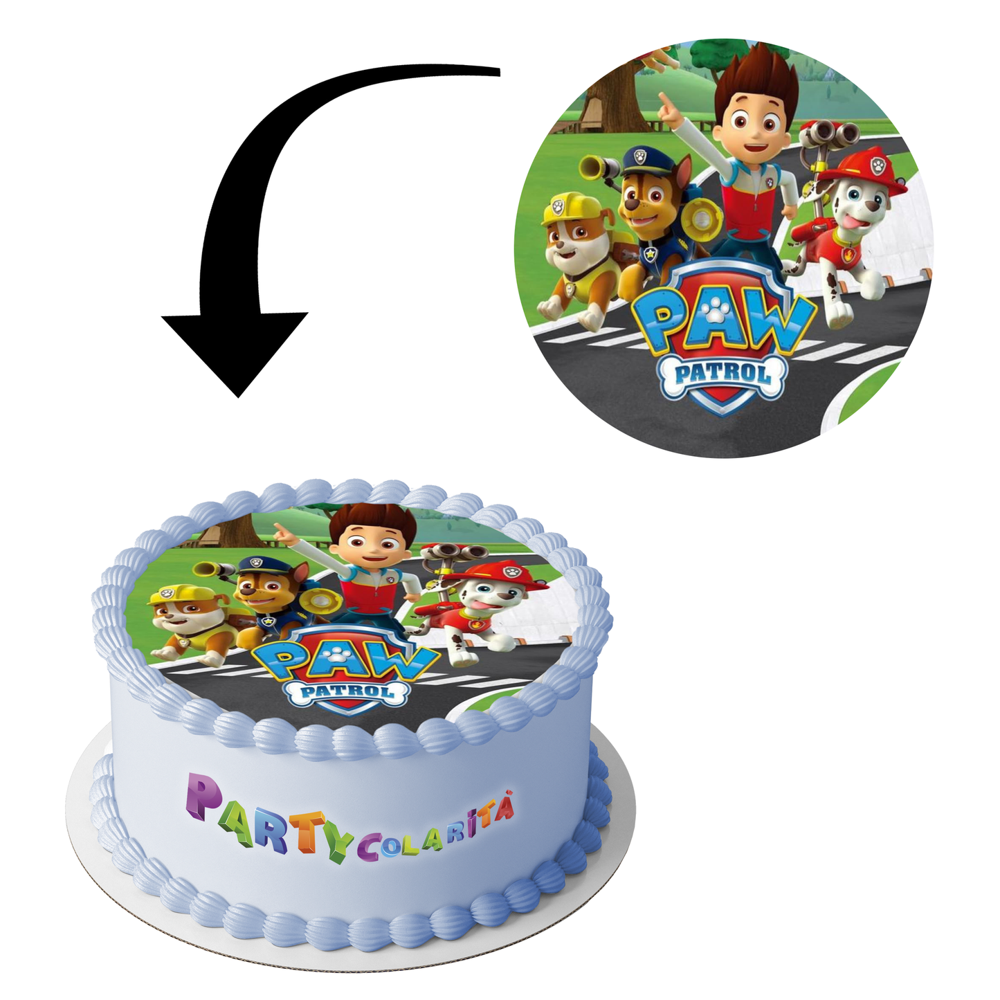 CIALDA PER TORTA PAW PATROL TONDA IN OSTIA DIAMETRO 20 CM (mod-5)