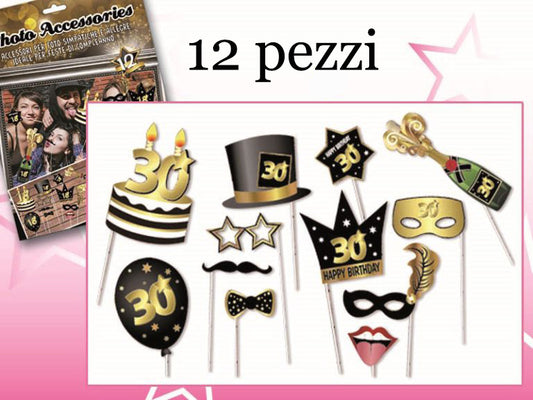 SET SIMPATICI ACCESSORI PER FOTO 12 PEZZI 30 ANNI