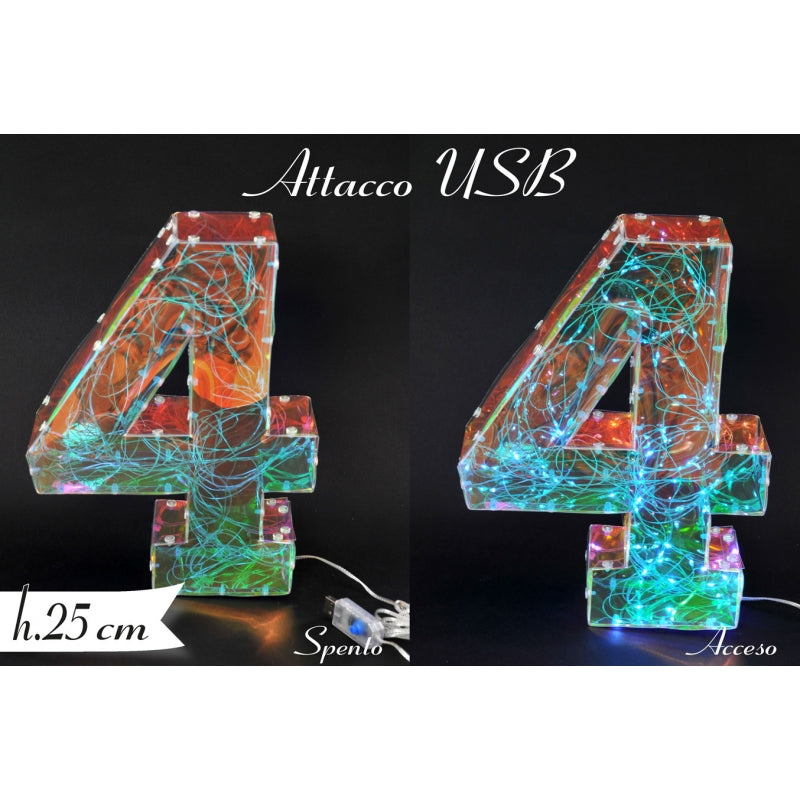 NUMERO LUMINOSO 25 CM CON ATTACCO USB NUM 4