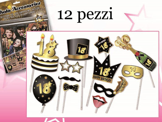 SET SIMPATICI ACCESSORI PER FOTO 12 PEZZI 18 ANNI