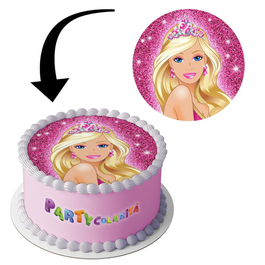 CIALDA PER TORTA BARBIE TONDA IN OSTIA DIAMETRO 20 CM (mod-6)