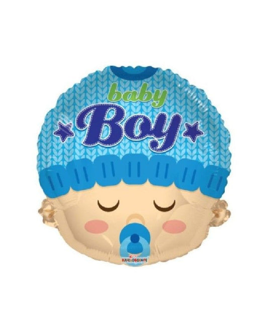 NASCITA BOY PALLONCINO BABY VISO CELESTE 46 CM