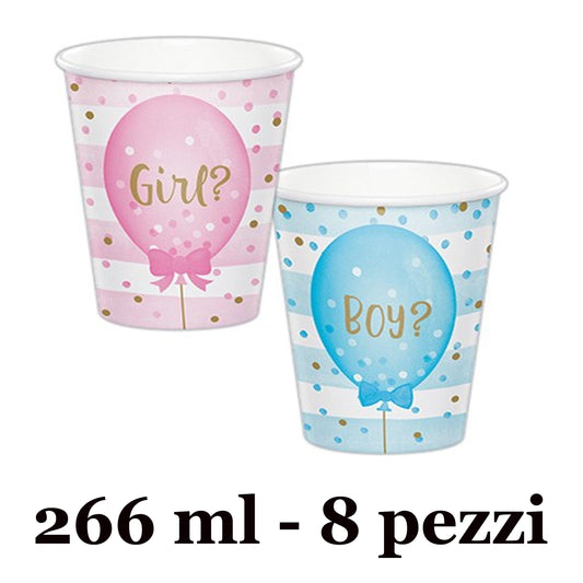 GENDER REVEAL BICCHIERI 266ML 8 PEZZI